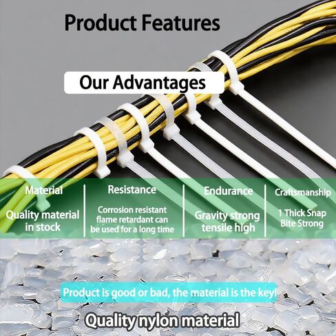 200 PCS Strong Nylon Self Tensile Strength White Cable Ties- Ideal for Home, Garden(3 * 100 width 2.5 mm) in Saudi Arabia