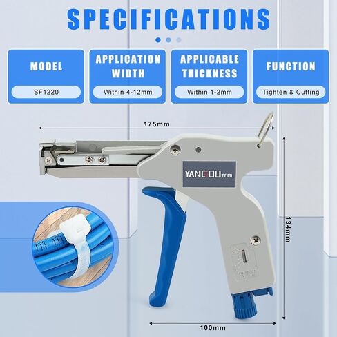 Yangoutool Zip Tie Tool – Continuously Adjustable Cable Tie Gun for Fastening and Cutting Nylon Zip Ties - Fit 4mm to 12mm Wide, 1mm to 2mm Thick Nylon Ties in Kuwait