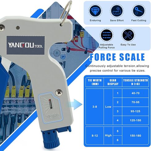 Yangoutool Zip Tie Tool – Continuously Adjustable Cable Tie Gun for Fastening and Cutting Nylon Zip Ties - Fit 4mm to 12mm Wide, 1mm to 2mm Thick Nylon Ties in Kuwait
