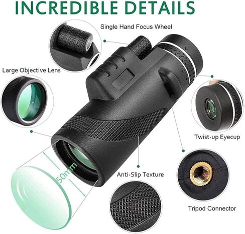 Portable Binoculars High Power 40×60 Compact Monoculars Scope with Phone Clip Tripod for Smartphone Bird Watching Hiking Precise in Saudi Arabia