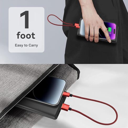 كابل USB Micro القصير 5 حزمة ، شحن Android مضفر 1 قدم وملاءة سلكية ، ملونة متعددة in Kuwait