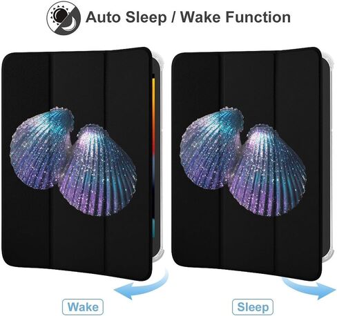 Glittery Seashells Case with Pen Holder Slim Lightweight Trifold Stand Compatible with iPad mini 4/5/6 Mini6（8.3in） in Saudi Arabia