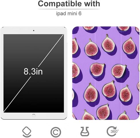 حالة نمط الفاكهة مع حامل القلم رفيع الخفيف الوزن Trifold حامل متوافق مع iPad mini 4/5/6 mini6 （8.3in） in Kuwait