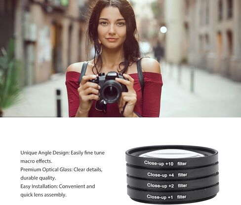 yunir incl up macro lens filter kit مع +1 ، +2 ، +4 ، +10 عدسات للتصوير الفوتوغرافي ، مرشحات الزجاج البصري ، البناء المزدوج الخيوط ، حقيبة واقية متضمنة لمختلف الموضوعات (72 مم) in Kuwait