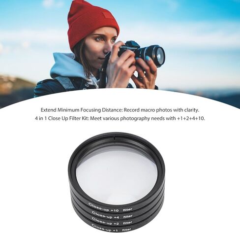Yunir Close Up Macro Lens Filter Kit with +1, +2, +4, +10 Lenses for Photography, Optical Glass Filters, Double Threaded Construction, Protective Pouch Included for Various Subjects (72mm) in Saudi Arabia