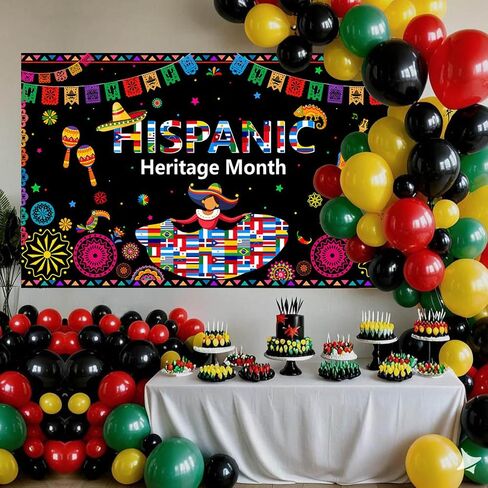 MOCSICKA HISPANIC HONDAGE BANNER LATIN American Banner SPARRIACH DECREATIONS National Hispanic Honordage Decortations for Classroom Backdrop Photo كشك (ملون ، 70.8 × 43.3 بوصة) in Saudi Arabia