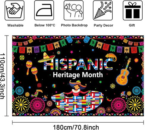 MOCSICKA HISPANIC HONDAGE BANNER LATIN American Banner SPARRIACH DECREATIONS National Hispanic Honordage Decortations for Classroom Backdrop Photo كشك (ملون ، 70.8 × 43.3 بوصة) in Saudi Arabia