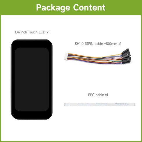 Waveshare 1.47inch LCD Display Module with Touch Panel, Compatible with Raspberry Pi/Pi Pico/ ESP32S3, Micro LCD Display, 172×320 Resolution, IPS, SPI and I2C Communication, 262K Display Color in Saudi Arabia