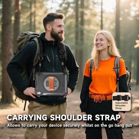 iPad Air 11 Inch M3 2025/M2 2024 (Air 7/6th Generation) ، واقي شاشة مدمج مع حزام جلدي أصلي ، و Kickstand الدوار وحزام الكتف in Kuwait