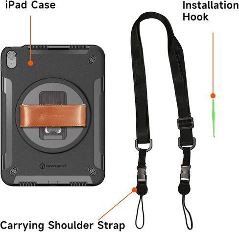 iPad Air 11 Inch M3 2025/M2 2024 (Air 7/6th Generation) ، واقي شاشة مدمج مع حزام جلدي أصلي ، و Kickstand الدوار وحزام الكتف in Kuwait