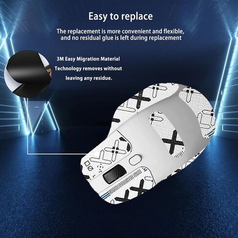 شريط قبضة الماوس تغطية كاملة لـ Keychron M6 ، شريط قبضة الانزلاق الماوس ، طقم الفئران المهنية المقاومة للعرق المقاومة للذات (أبيض) in Kuwait