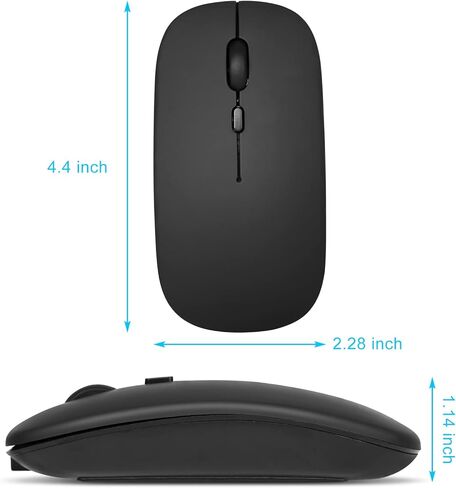 UrbanX 2.4GHz & Bluetooth Mouse, Rechargeable Wireless Mouse for Amazon Fire HD 8 (2017) Bluetooth Wireless Mouse for Laptop/PC/Mac/iPad pro/Computer/Tablet/Android - Black in Saudi Arabia