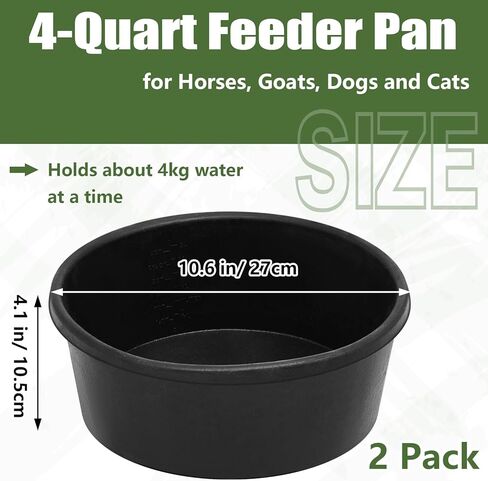 Sadnyy 8 Pcs Rubber Feeder Pan, 4 Quart Rubber Feed Pan Utility Horse Feed Bucket Rubber Dog Bowl Horse Feeder for Cats Dogs Goats Horses Chicken Dust Bath Container Animal Feeding, 10.6 x 4.1 Inch in Kuwait