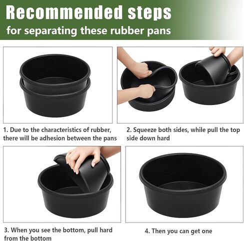 Sadnyy 8 Pcs Rubber Feeder Pan, 4 Quart Rubber Feed Pan Utility Horse Feed Bucket Rubber Dog Bowl Horse Feeder for Cats Dogs Goats Horses Chicken Dust Bath Container Animal Feeding, 10.6 x 4.1 Inch in Kuwait