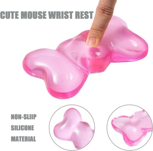 Pink Gel Mouse Wrist Rest – Clear Cute Bow Tie Mouse Wrist Rest, Comfort & Support for Typing and Gaming (Bow tie, Pink) in Kuwait