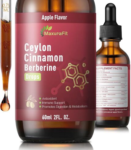 2 Pack Ceylon Cinnamon Berberine Bitter Liquid Drops Supplement with Turmeric,Green Tea,Apple Cider Vinegar,Black Seed Oil for Immune System & Digestive System Supports 4 FL OZ in Saudi Arabia