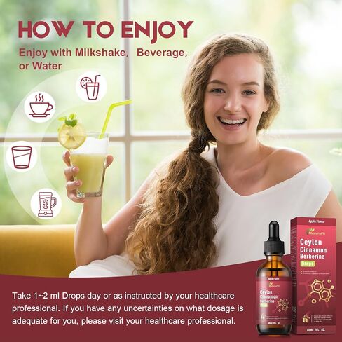 2 Pack Ceylon Cinnamon Berberine Bitter Liquid Drops Supplement with Turmeric,Green Tea,Apple Cider Vinegar,Black Seed Oil for Immune System & Digestive System Supports 4 FL OZ in Saudi Arabia