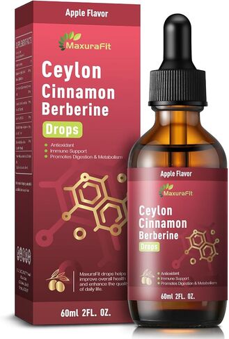 2 Pack Ceylon Cinnamon Berberine Bitter Liquid Drops Supplement with Turmeric,Green Tea,Apple Cider Vinegar,Black Seed Oil for Immune System & Digestive System Supports 4 FL OZ in Kuwait