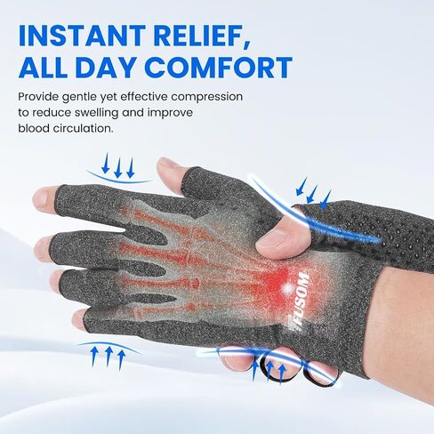 Compression Gloves Arthritis Gloves for Women for Pain,Fingerless Compression Wrap for Hand Pain and Osteoarthritis，Anti-Slip，Unisex,Gainsboro in Saudi Arabia