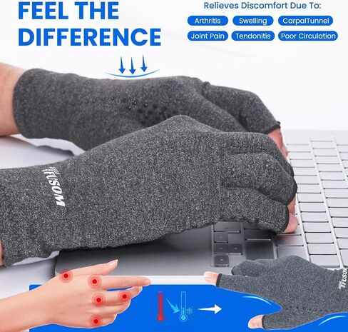 Compression Gloves Arthritis Gloves for Women for Pain,Fingerless Compression Wrap for Hand Pain and Osteoarthritis，Anti-Slip，Unisex,Gainsboro in Saudi Arabia