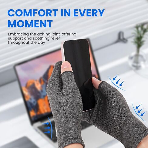 Compression Gloves Arthritis Gloves for Women for Pain,Fingerless Compression Wrap for Hand Pain and Osteoarthritis，Anti-Slip，Unisex,Gainsboro in Saudi Arabia