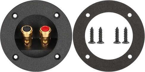 3 Inch Round Push Spring Subwoofer Box Terminal,2-Way Speaker Terminals with Gold Plated Binding Posts,Bare Wire Connection,1 Pack in Kuwait