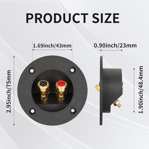 3 Inch Round Push Spring Subwoofer Box Terminal,2-Way Speaker Terminals with Gold Plated Binding Posts,Bare Wire Connection,1 Pack in Kuwait
