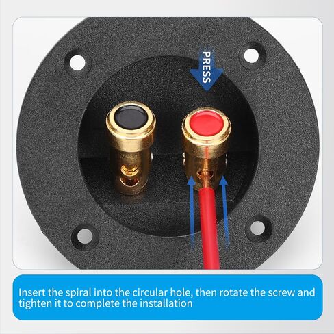 3 Inch Round Push Spring Subwoofer Box Terminal,2-Way Speaker Terminals with Gold Plated Binding Posts,Bare Wire Connection,1 Pack in Kuwait