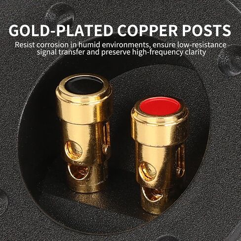 3 Inch Round Push Spring Subwoofer Box Terminal,2-Way Speaker Terminals with Gold Plated Binding Posts,Bare Wire Connection,1 Pack in Kuwait
