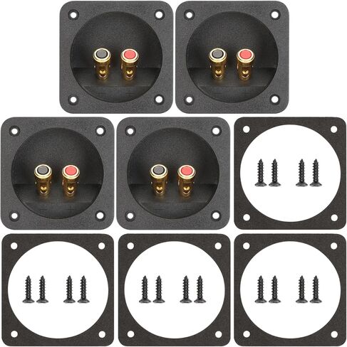 3 Inch Round Push Spring Subwoofer Box Terminal,2-Way Speaker Terminals with Gold Plated Binding Posts,Bare Wire Connection,1 Pack in Kuwait