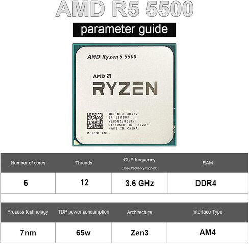 A N R 5 5500 R5 5500 3.6 GHz 6-CORE-THE-THEREAD GAMING CPU Processor 7NM L3 = 16M 100-0000457 Socket AM4 PCIe 3.0 in Saudi Arabia