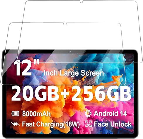 واقي الشاشة ل Azeyou M17QF27A Android 14 Tablet 12 Inch ، مضاد للخلع 9H فيلم الزجاج المقسى يسهل تثبيته ، بدون فقاعة ، عبوة 2 in Kuwait