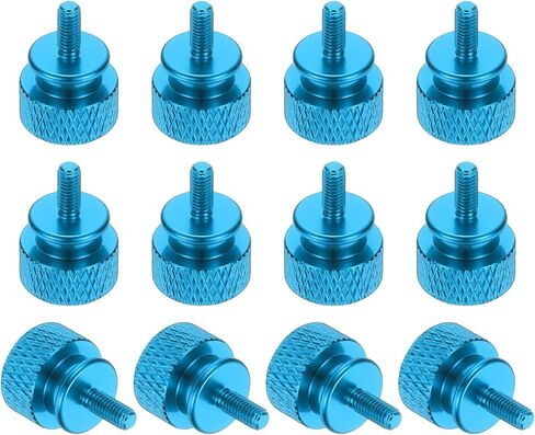MECCANIXITY 12 Pcs M3x7mm Knurled Thumb Screw Computer Case Threaded Hand Tighten Screws Aluminum Alloy for PC Case, Light Blue in Saudi Arabia