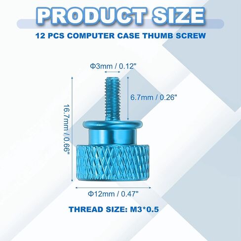 meccanixity 12 pcs m3x7mm knurled thumb screup case case thould leglen shiden sced sloy aluminium for pc case ، blue blue in Kuwait