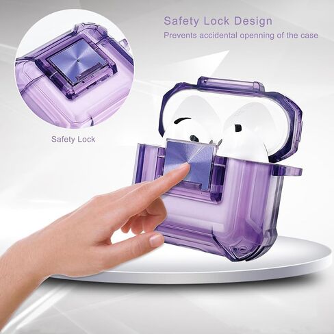 (with Safety Lock) Clear Case Compatible with Airpods 4 Case oft Clear TPU Cover for Apple Airpod 4 (2024) (USB-C) KOUJAON Soft TPU Transparency Air pods 4 Gen Cases with Girl Bling Keychain (Purple) in Saudi Arabia