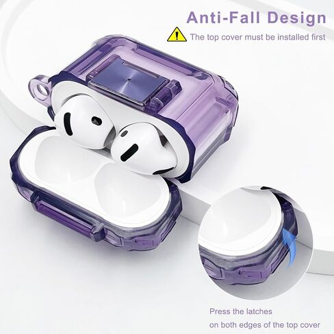 (with Safety Lock) Clear Case Compatible with Airpods 4 Case oft Clear TPU Cover for Apple Airpod 4 (2024) (USB-C) KOUJAON Soft TPU Transparency Air pods 4 Gen Cases with Girl Bling Keychain (Purple) in Saudi Arabia