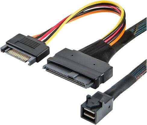 Internal M1ni S/A/S SFF-8643 to U.2 SFF-8639 NVMe SSD Cable with 15 Pin Male SATA Power Connector Cable(0.5m) in Saudi Arabia