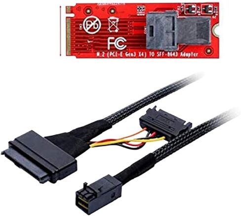 مدمج 12 جرام M1NI S/A/S HD إلى U.2/SFF-8643 إلى SFF-8639 كابل 0.5 متر مع إمدادات طاقة SATA 15 دبوس ، مناسبة لـ U.2 SSD in Saudi Arabia