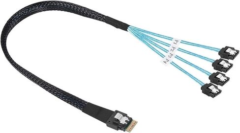 M1ni Slim Line S/A/S 4.0 SFF-8654 4i 38pin Host to 4 SATA 3.0 7pin Target Hard Disk Fanout Cable(0.5m) in Kuwait