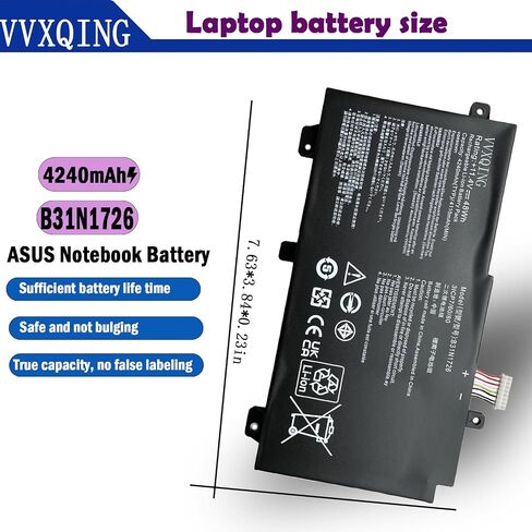 VVXIQNG B31N1726 48WH استبدال البطارية ASUS TUF Gaming FX505DY FX505DT FX505DV FX505DU Series A17 FA706II A15 FA506IH FA506IU Series FX86FF FX86FM in Kuwait