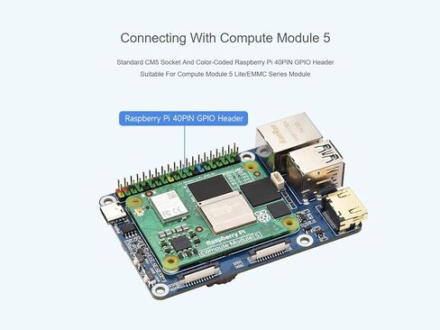 لوحة القاعدة الصغيرة للتشويش PI CM5 Lite/EMMC ، وحدة حساب 5 MINI IO مع Gigabit eth/40pin GPIO/M.2 ​​M مفتاح/USB 3.2/USB 2.0/HDMI. in Kuwait