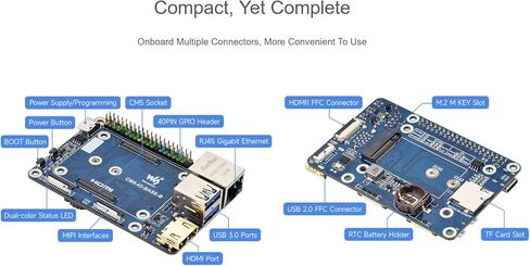 لوحة القاعدة الصغيرة للتشويش PI CM5 Lite/EMMC ، وحدة حساب 5 MINI IO مع Gigabit eth/40pin GPIO/M.2 ​​M مفتاح/USB 3.2/USB 2.0/HDMI. in Kuwait