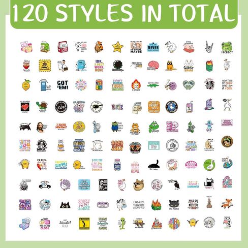 Honoson 600 Pcs Funny Stickers for Adults Sarcastic Meme Stickers Hilarious Waterproof Decals for Laptop, Water Bottles, Hard Hat, Computers, Bumper, Phone, Wall, Window, Scrapbooking, 120 Styles in Saudi Arabia
