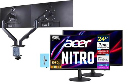 Acer Nitro ED240Q 24 بوصة 1500R شاشة FHD المنحنية ، FreeSync ، 1MS استجابة وقت ، تصميم Zeroframe ، HDMI ، VGA ، Vesa Mount (100mm) و Dockztorm USB Port Expander-Black (2025 Model) in Saudi Arabia