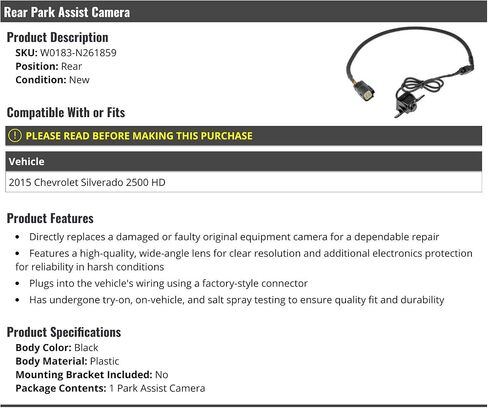 كاميرا مساعدة المتنزه الخلفية - متوافقة مع 2015 Chevy Silverado 2500 HD in Saudi Arabia