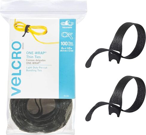 مجموعة ربطات كابلات 150 قطعة من علامة VELCRO التجارية | استبدل أربطة السحاب بأشرطة قابلة لإعادة الاستخدام، وقلل من النفايات | لإدارة الأسلاك ومنظم الأسلاك | تصميم رفيع مقصوص مسبقًا مقاس 8 × 1/2 بوصة، أسود ورمادي in Saudi Arabia