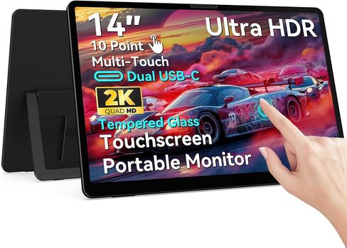 شاشة لمس شاشة تعمل باللمس 14 بوصة مع شاشة زجاجية مقسمة 2K مع جهاز إرسال ومستقبل HDMI اللاسلكي اللاسلكي in Kuwait
