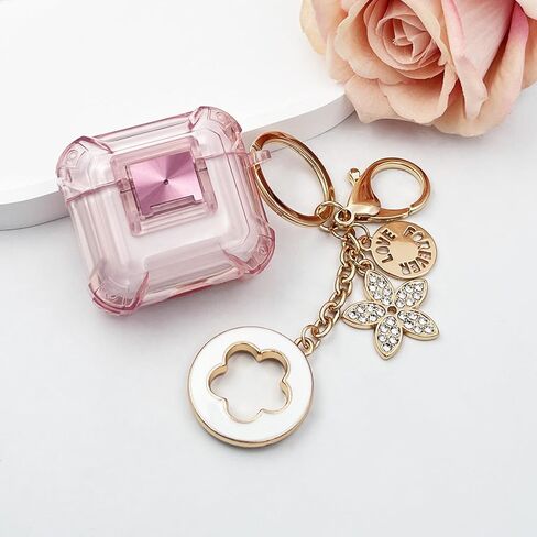 (with Safety Lock) Clear Case Compatible with Airpods 4 Case oft Clear TPU Cover for Apple Airpod 4 (2024) (USB-C) KOUJAON Soft TPU Transparency Air pods 4 Gen Cases with Girl Bling Keychain (Purple) in Saudi Arabia