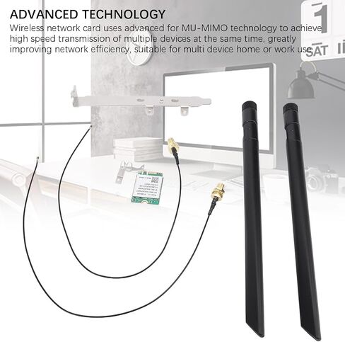 بطاقة ZOPSC M.2 WIFI ، WIFI6 1800MBPS 5.2 بطاقة الشبكة اللاسلكية مع MU MIMO Technology ، لـ WIN10 11 والأنظمة (الهوائيات الخارجية) in Saudi Arabia