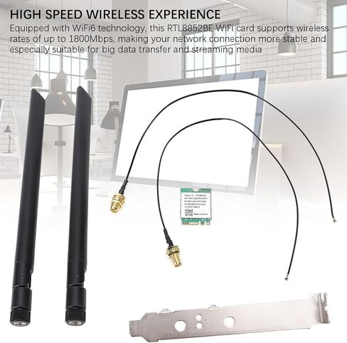 بطاقة ZOPSC M.2 WIFI ، WIFI6 1800MBPS 5.2 بطاقة الشبكة اللاسلكية مع MU MIMO Technology ، لـ WIN10 11 والأنظمة (الهوائيات الخارجية) in Saudi Arabia